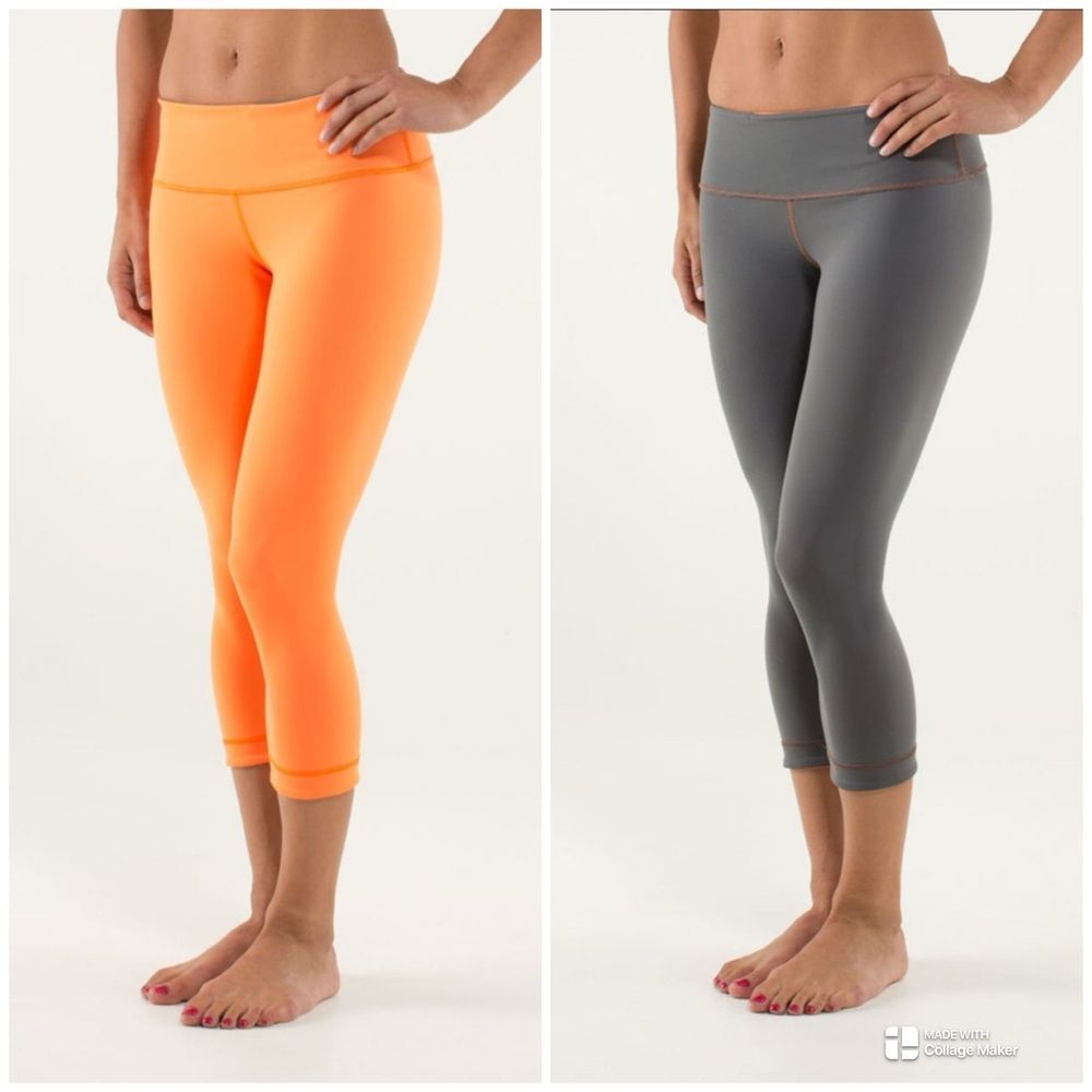 Lululemon Wunder Under Crop Reversible leggings in Soot Light/Pizzaz